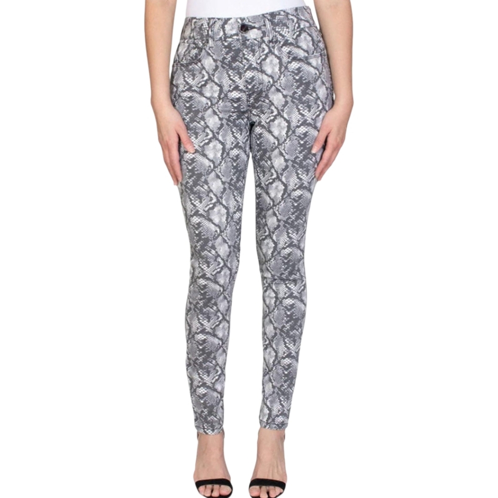 Seven7 Women's Tummyless High Rise Slimming Stretch Snake Print Skinny Jeans